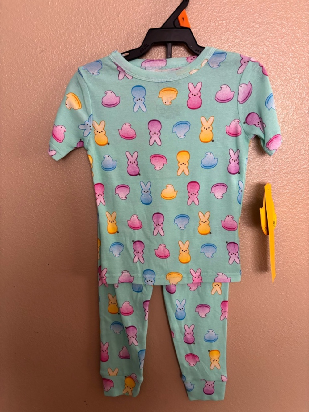 Mint Kids Pajama Set with Colorful Peeps Print